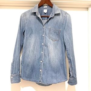 J.Crew Cotton Denim Button-Up Shirt Size S